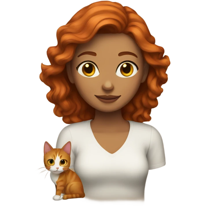 brunette with ginger cat emoji