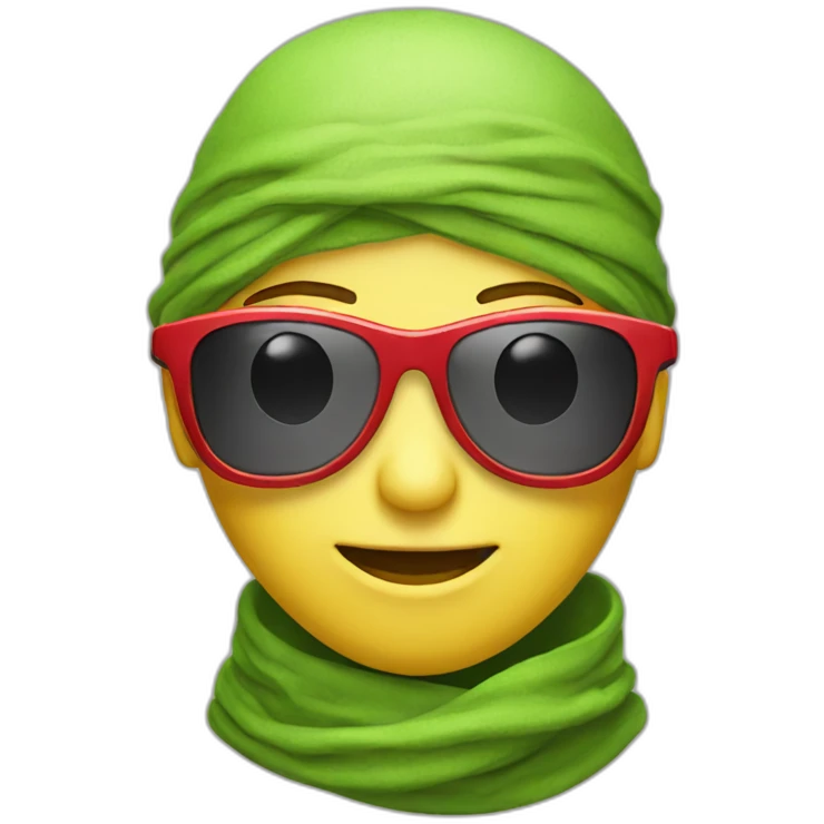 Alien with bandana,scarf and red shiny glasses glasses emoji