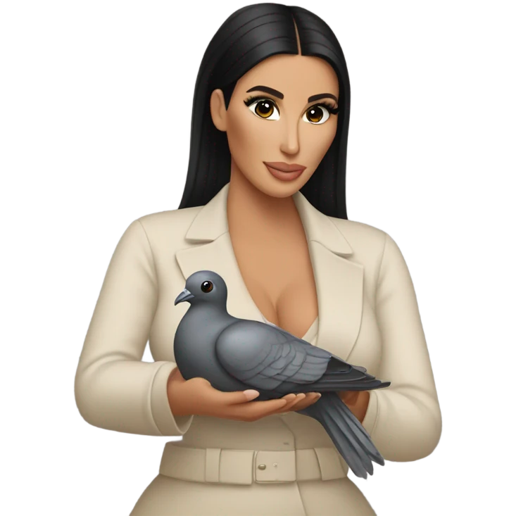 Kim Kardashian holding a pigeon  emoji