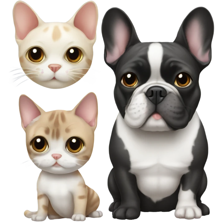 French bulldog and cat emoji
