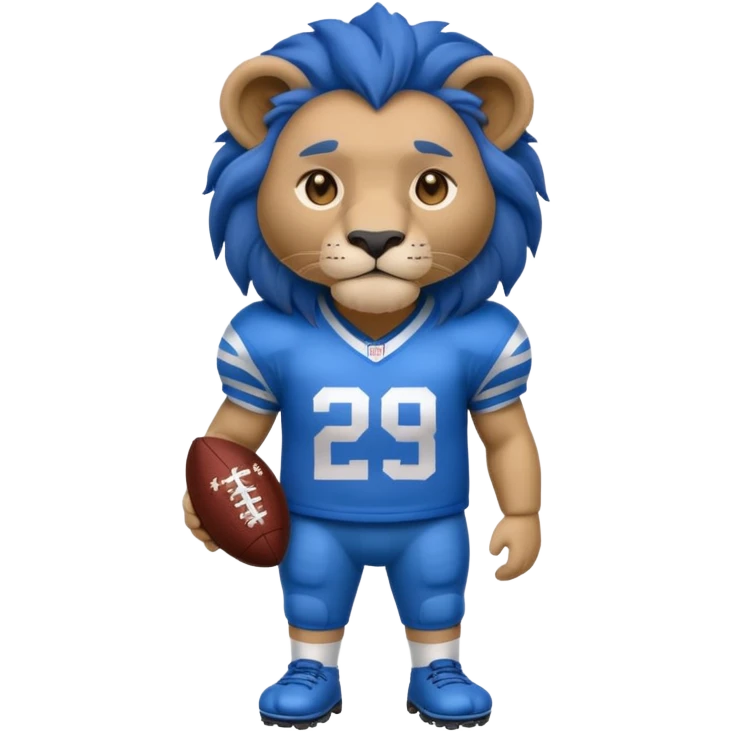 blue color lion wearing american football jersey emoji