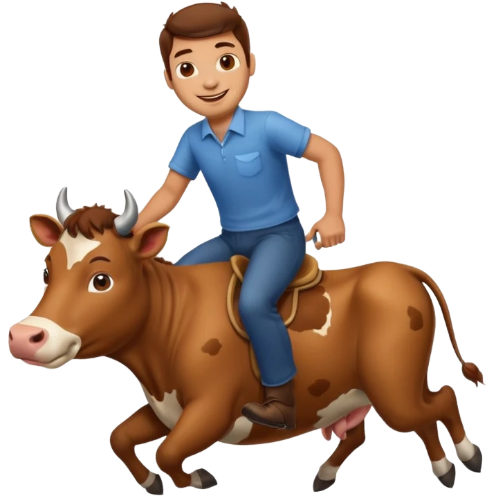brown cow riding a man emoji