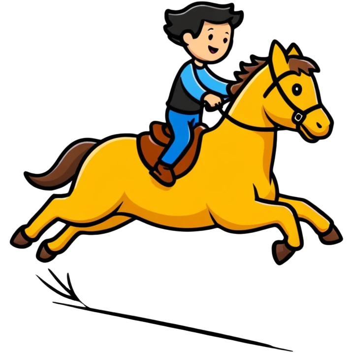 person riding a horse jumping over a dog emoji