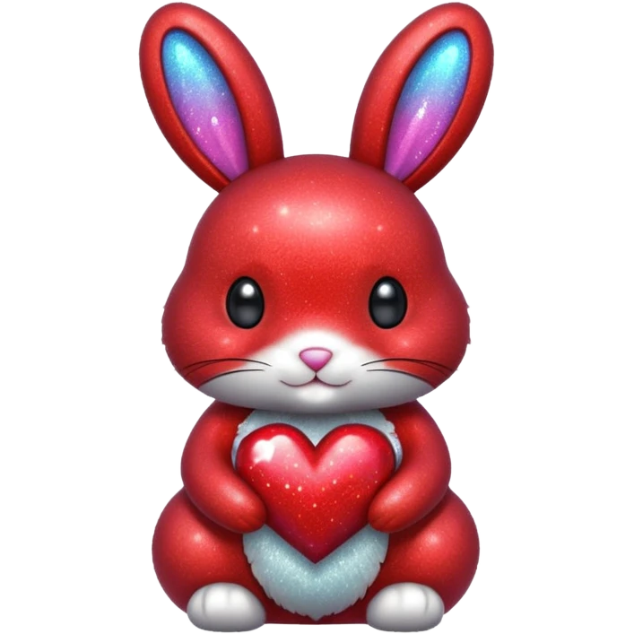red glitter bunny with heart emoji