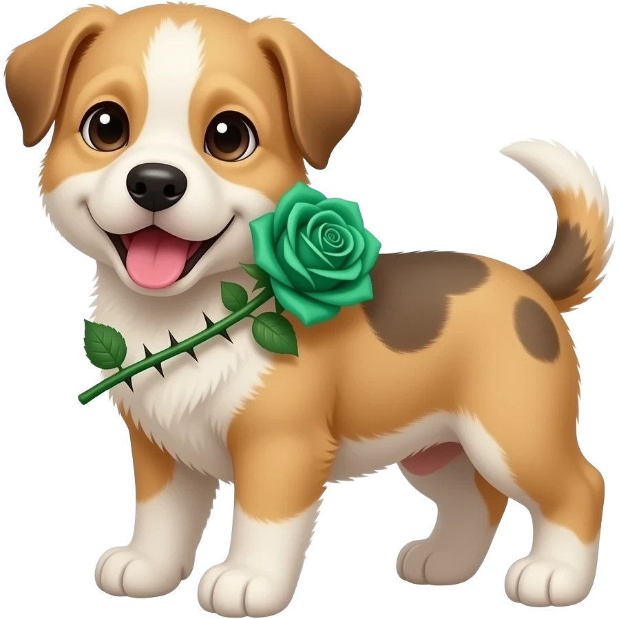 Puppies with emerald green roses and thorns emoji