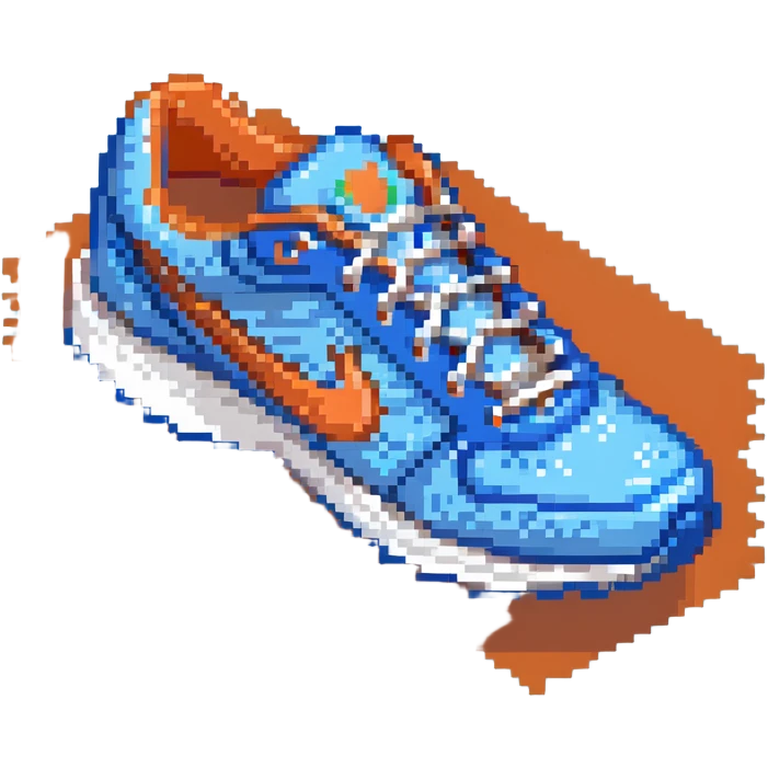 blue running shoe pointing right with 3D effect emoji