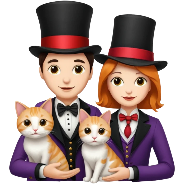 magician couple and their pet cat emoji