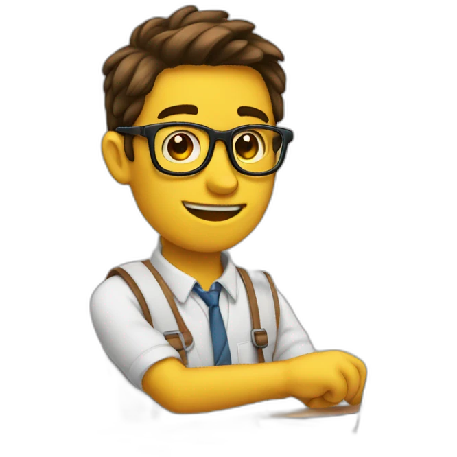 nerd diseñando un emoji emoji