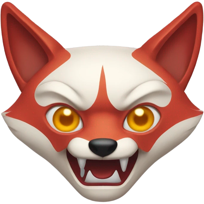 red kitsune mask, shocked face emoji
