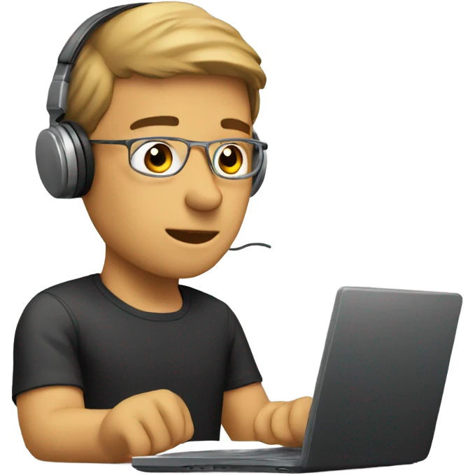 A man with headphone and laptop emoji