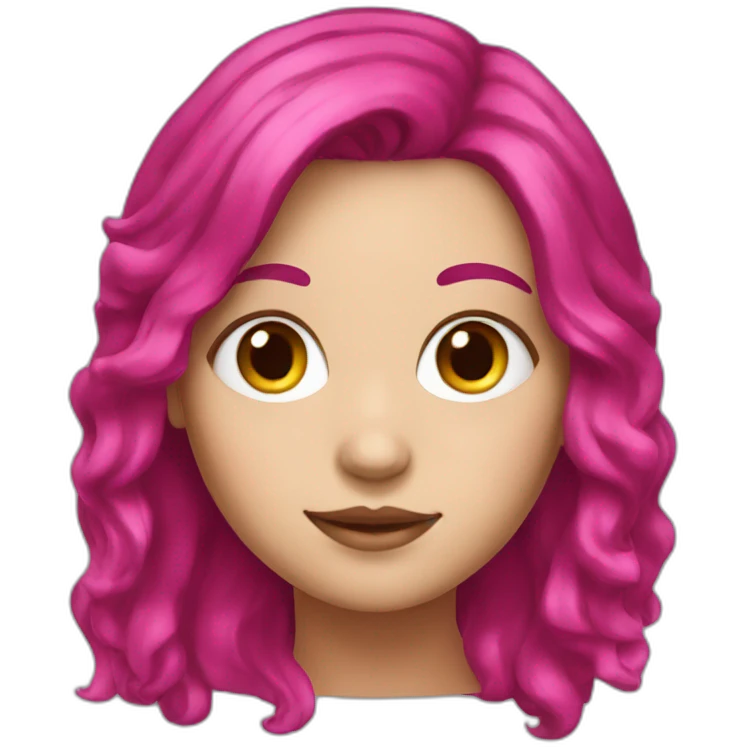 White girl with a magenta hair emoji