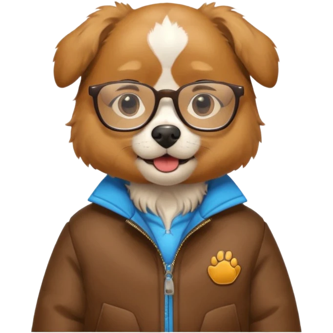 dog wearing jacket and glasses emoji