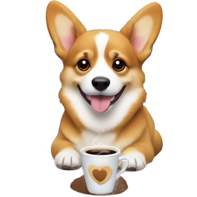 Corgi with a coffee emoji