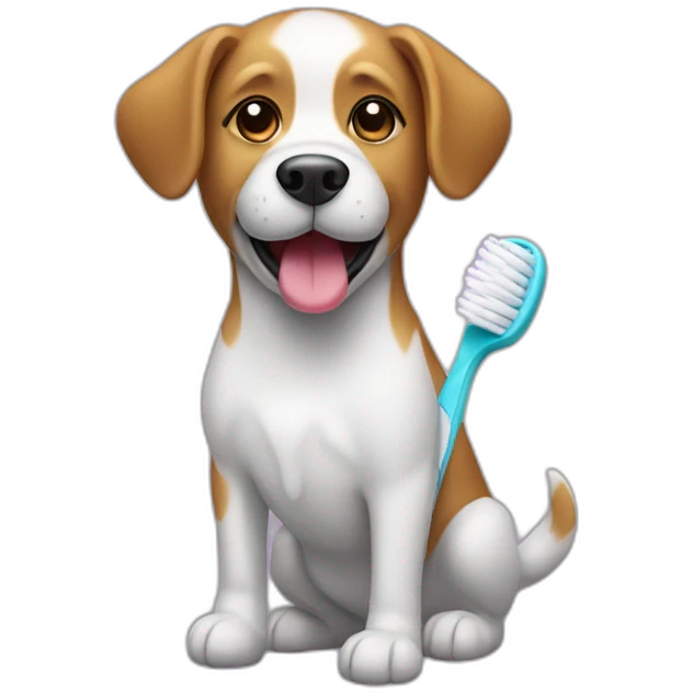 dog and toothbrush on the side emoji