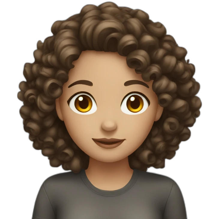 brunette girl with curly hair emoji