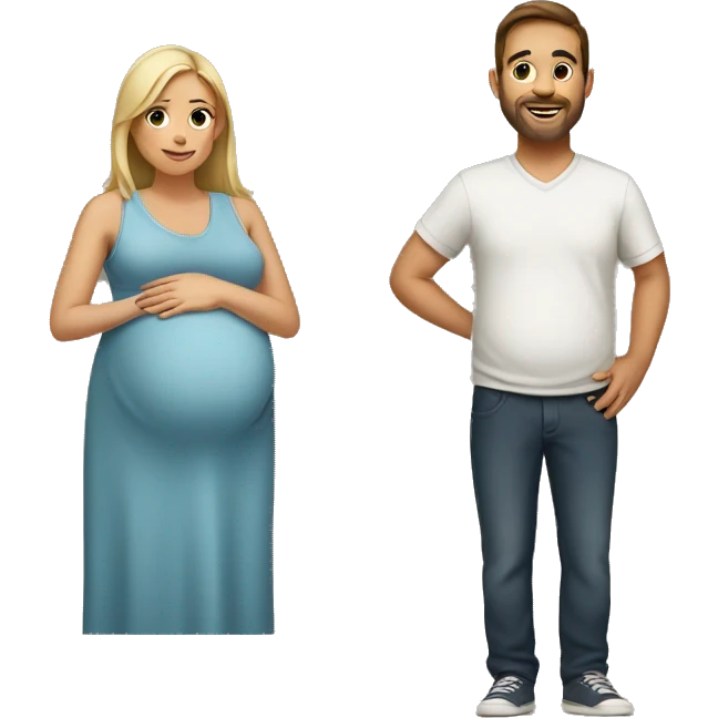 A pregnant woman with her husband  emoji