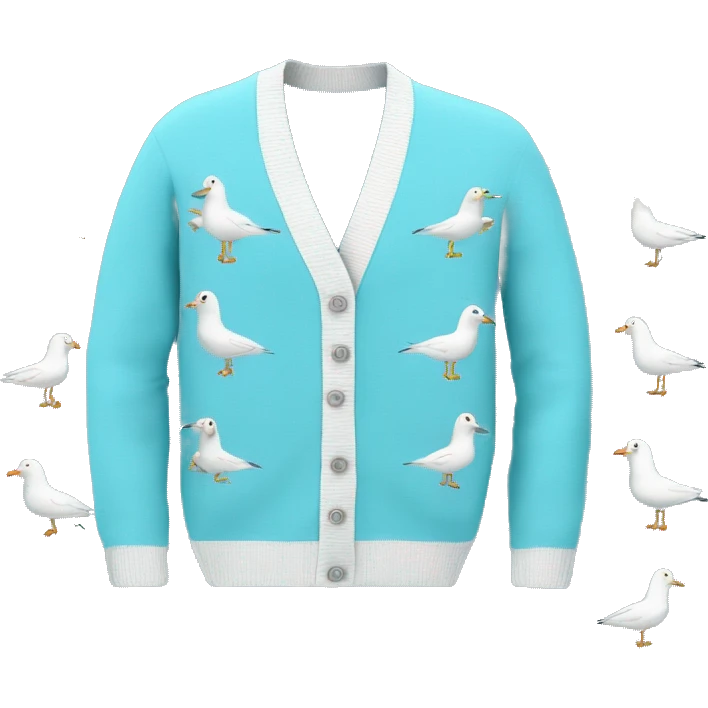 Light blue cardigan with seagulls on both sleeves emoji