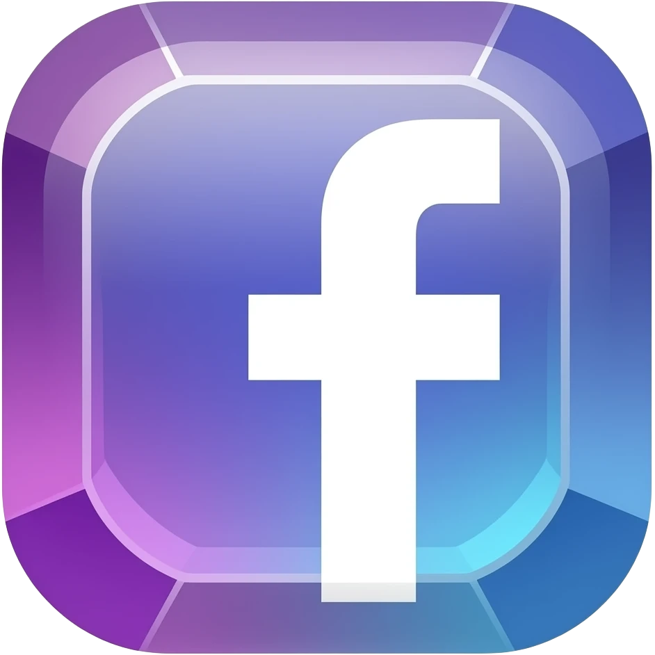 Gemstone facebook icon with purple, pink and light blue hues throughout. emoji