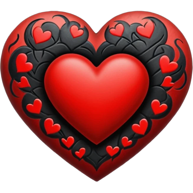 Black and red heart tattoo style emoji
