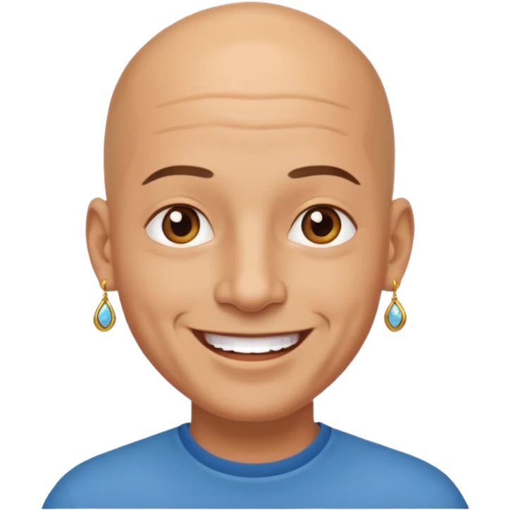 happy bald man with earrings emoji