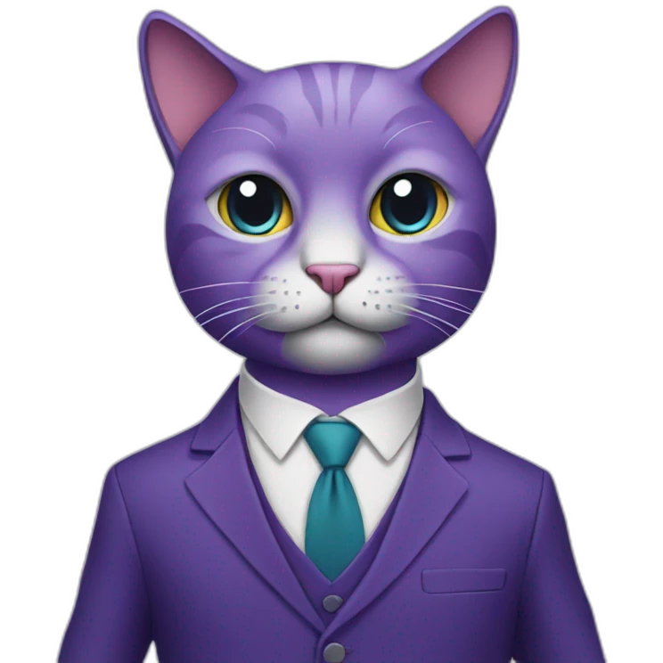 Purple cat in a suit emoji