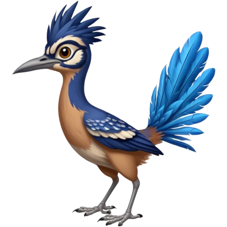 realistic roadrunner bird emoji, tail pointed down emoji