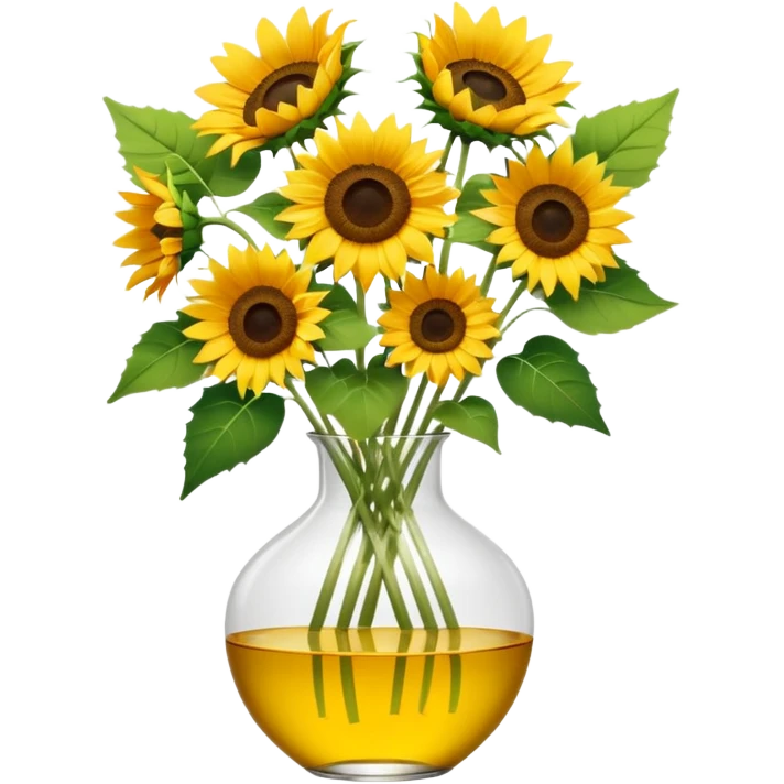 sunflower bouquet in a clear vase with scandinavian copenhagen vibe emoji