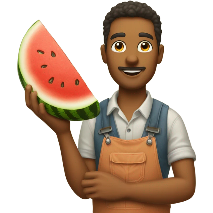 farmer holding watermelon and fried chicken emoji