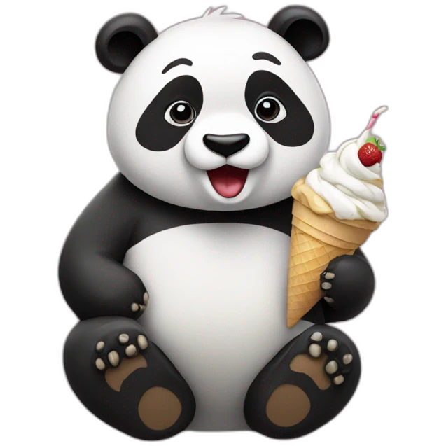 Panda eating ice cream emoji