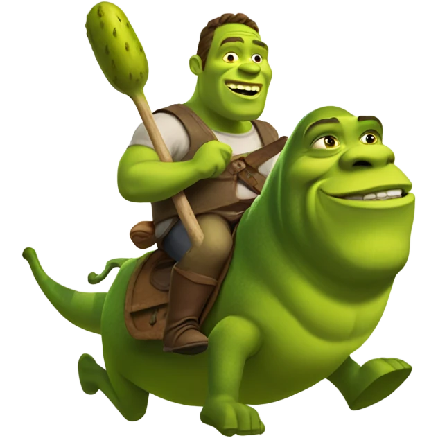 Shrek riding a pickle emoji
