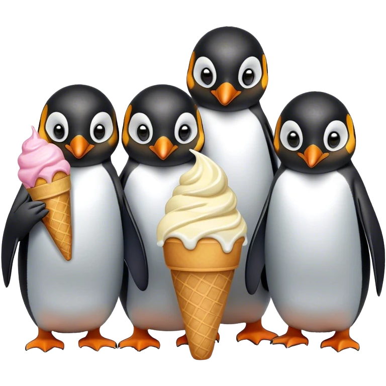 Penguins in Africa eat ice cream emoji