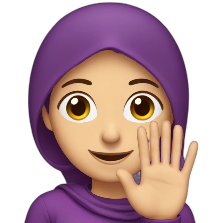 Armenian woman saying hello and giving five with happy face  in purple clothes  emoji