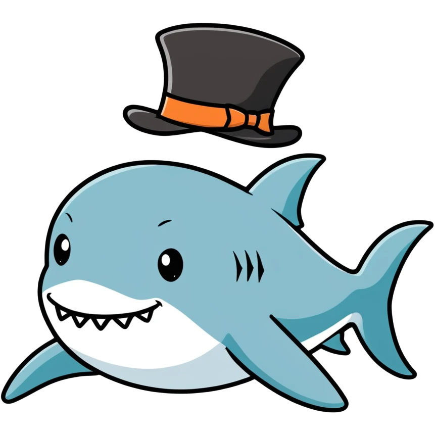 Shark with a top hat emoji
