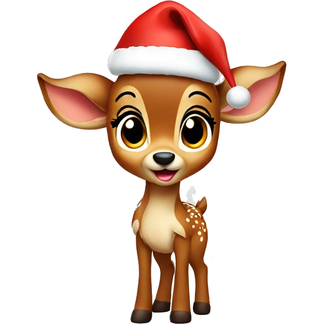 cute bambi with a santa hat emoji