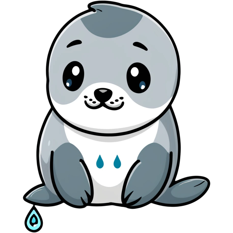 sad harbor seal with tear drop emoji