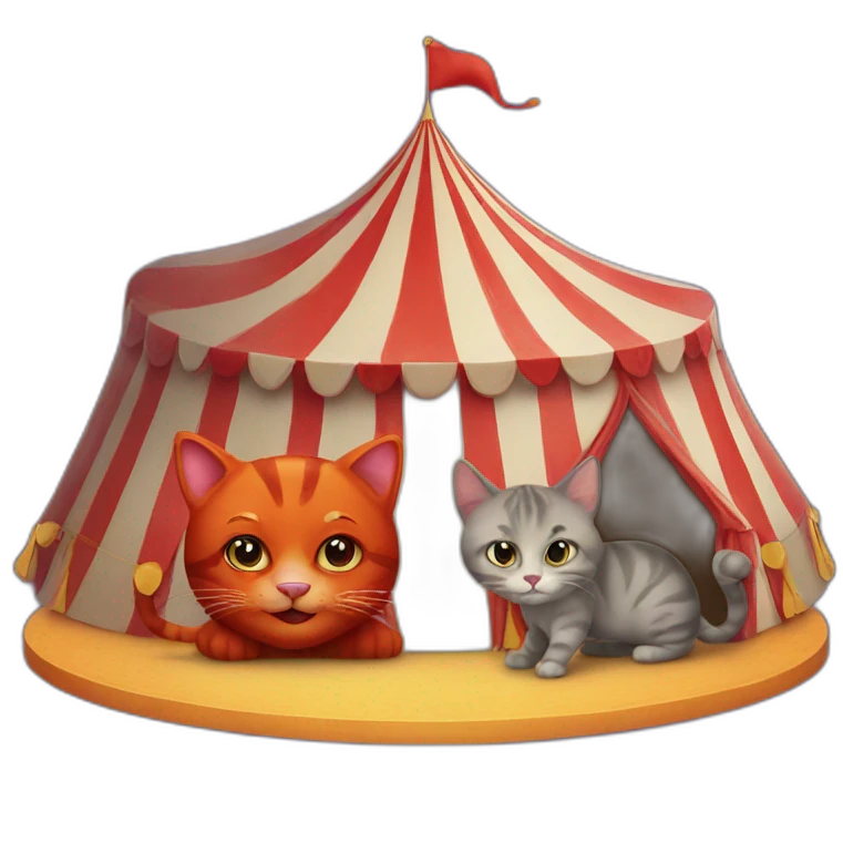 circus tent and a red cat  emoji