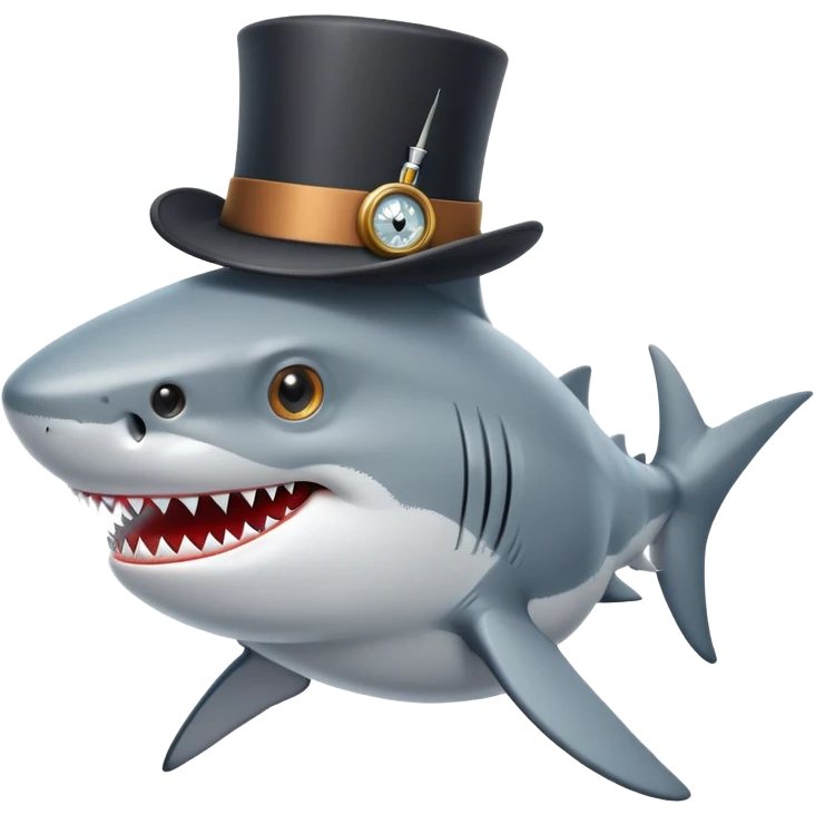 Shark with a top hat emoji