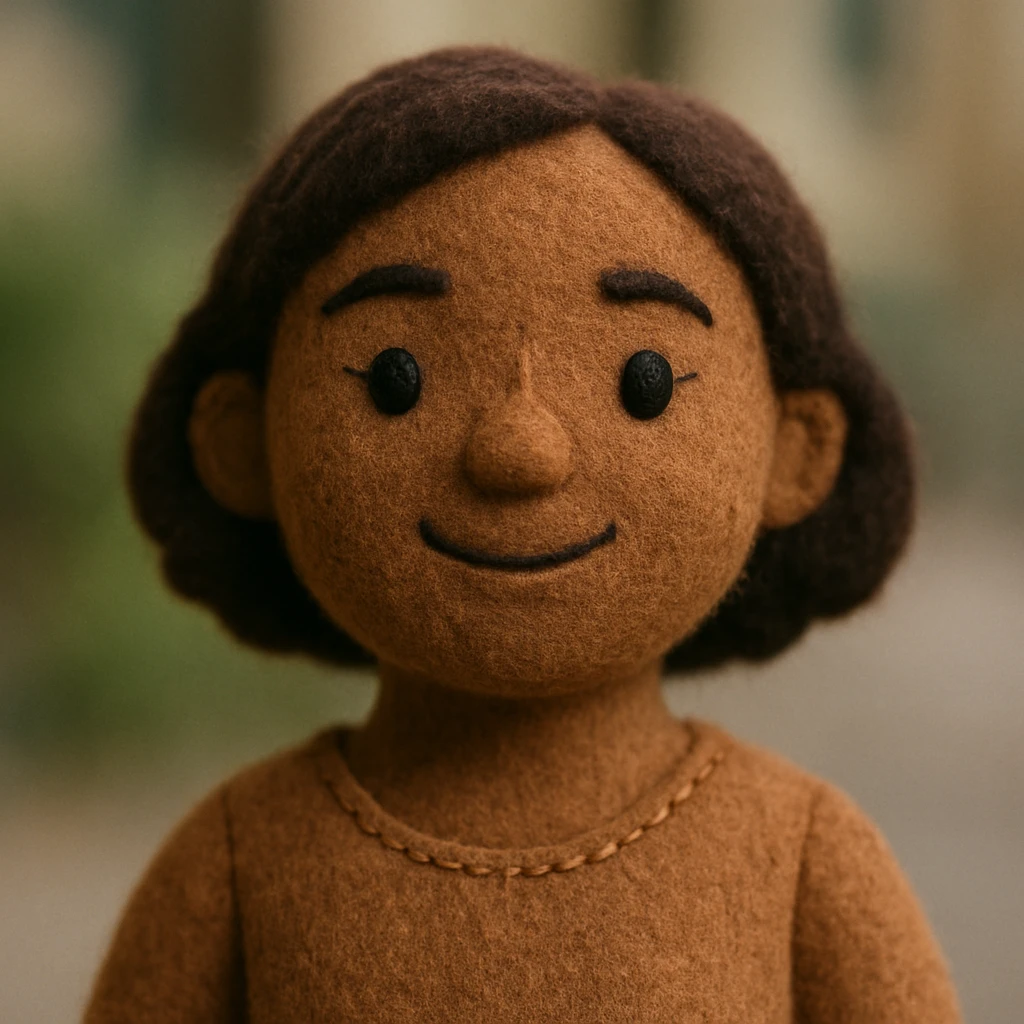 brown woman, plush portrait style emoji