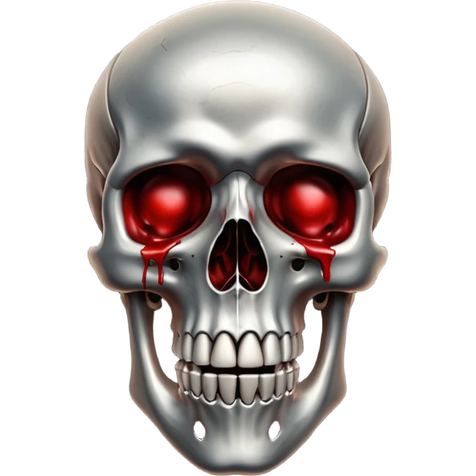 metallic anatomic bones with blood, steel texture, dark dramatic tone, minimal details emoji