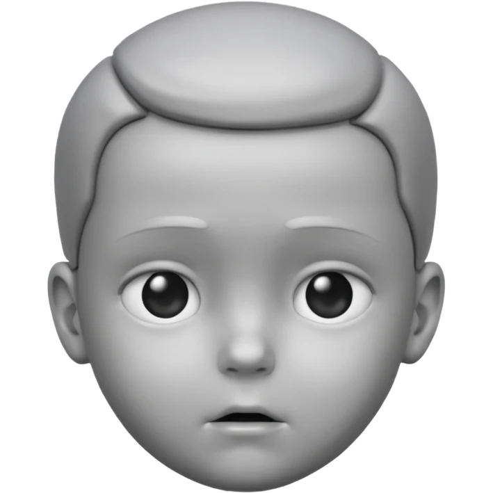 gray metal painted child bust face included emoji