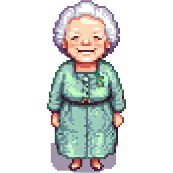 grandma with a big smile emoji