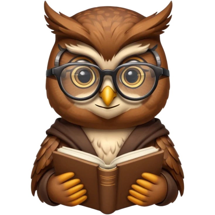 wise owl with glasses and book emoji