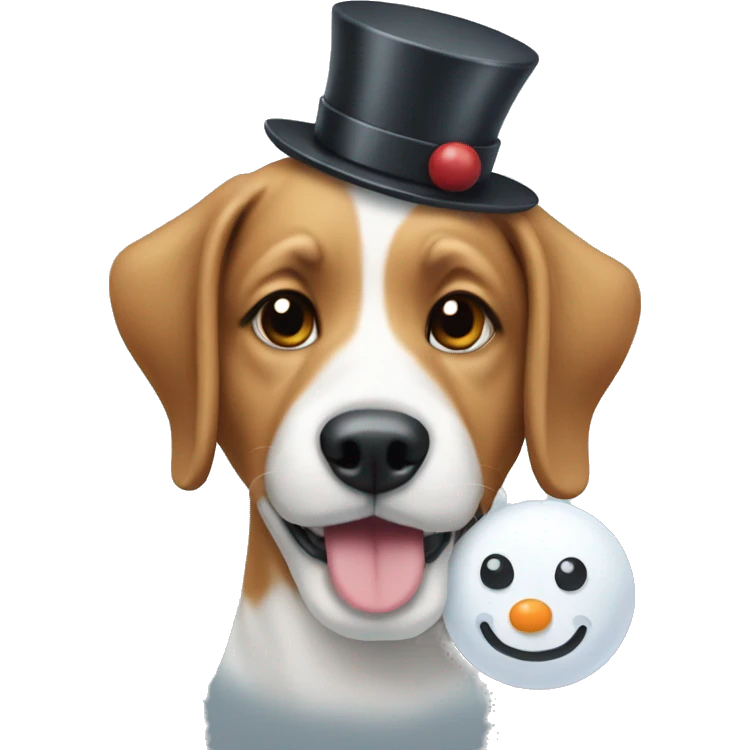 Dog with snowman emoji