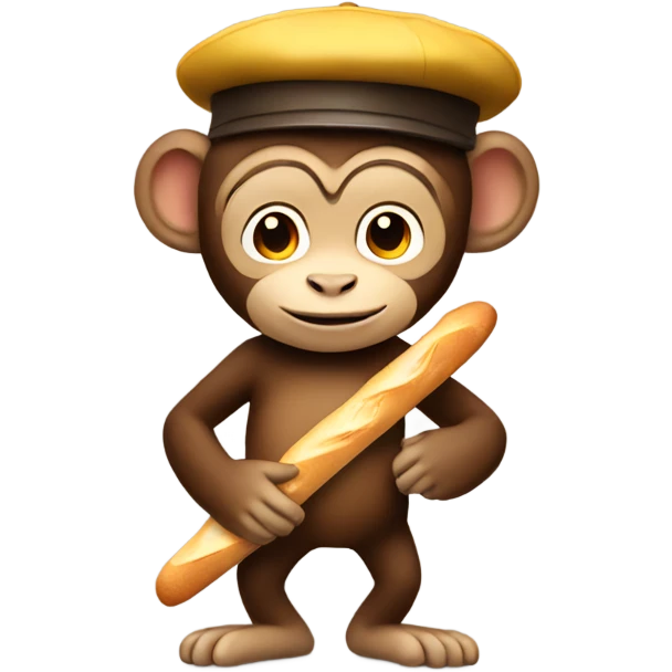 Monkey with a beret and baguette emoji