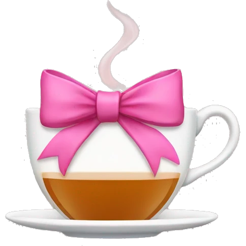 Cup of tea with pink bow emoji