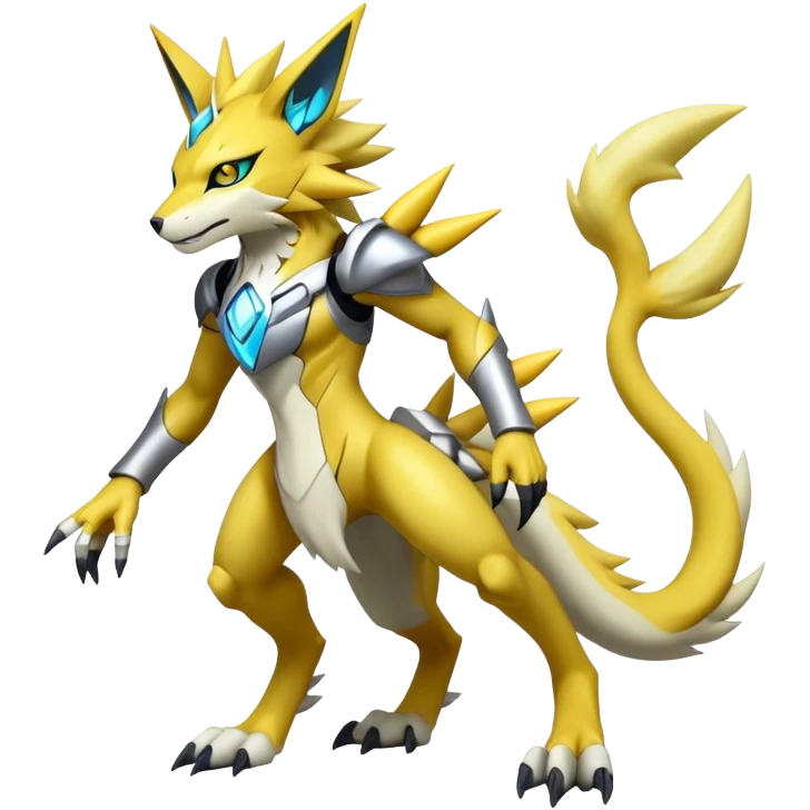  Cool Edgy Shiny Futuristic Ethereal Legendary Zeraora-Digimon-Lombax-Renamon-hybrid full body emoji