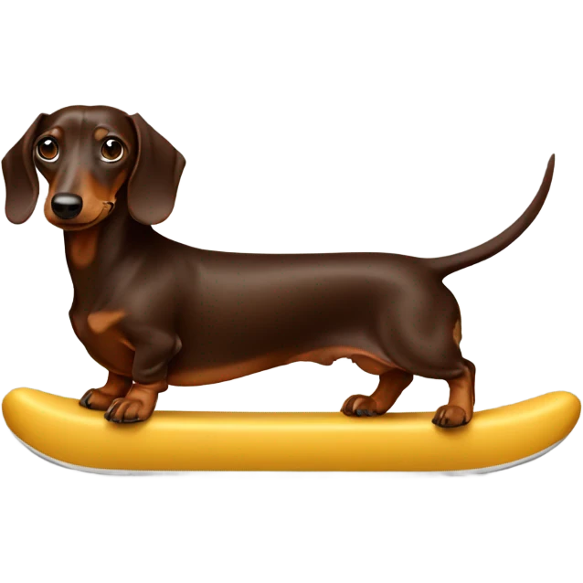 chocolate and tan dachshund wearing nikes emoji