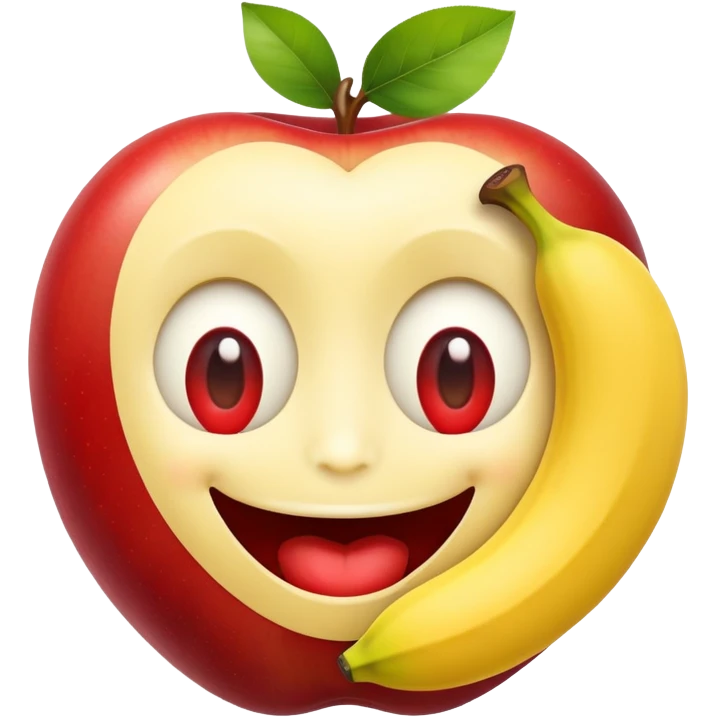 happy face with apples for eyes and banana for mouth emoji