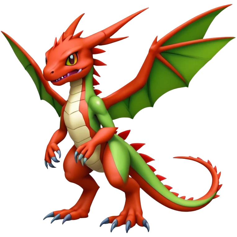 Cool edgy Guilmon-Flygon-Digimon, full body emoji