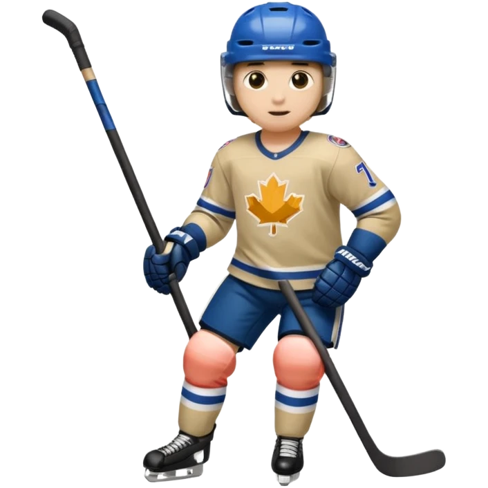 Hockey player with stick, full body emoji